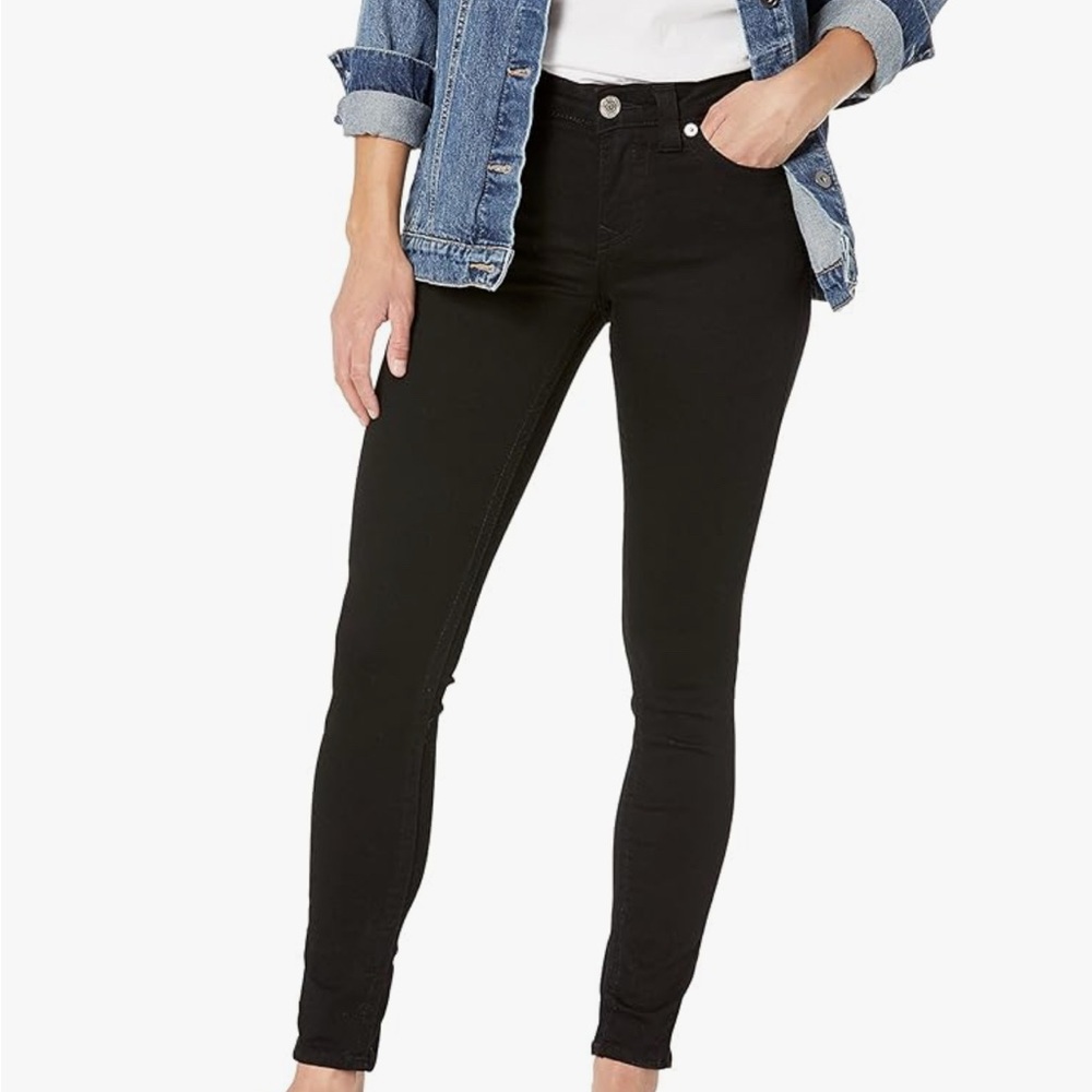 True Religion Women's Jennie Mid Rise Curvy Fit Skinny Ankle Jean- black - Picture 4 of 6
